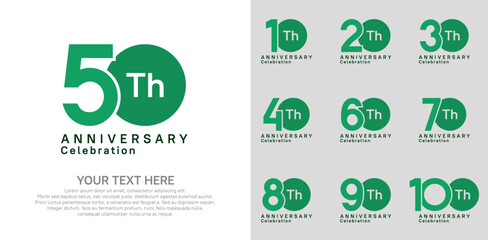 Obraz premium Anniversary logo set vector design, green color for celebration event