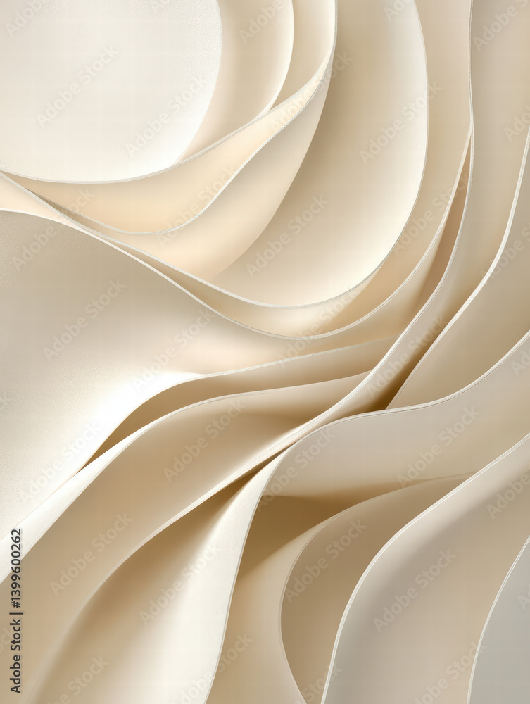 Poster elegant paper forms: graceful folds and curves of delicate paper create an abstract composition of l