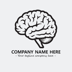 Brain illustration black and white for logo company vector image