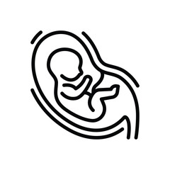 Black line icon for fetus