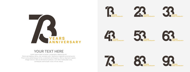 Anniversary logo set vector design, brown color for celebration event