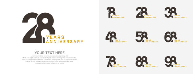 Anniversary logo set vector design, brown color for celebration event