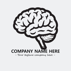 Brain illustration black and white for logo company vector image
