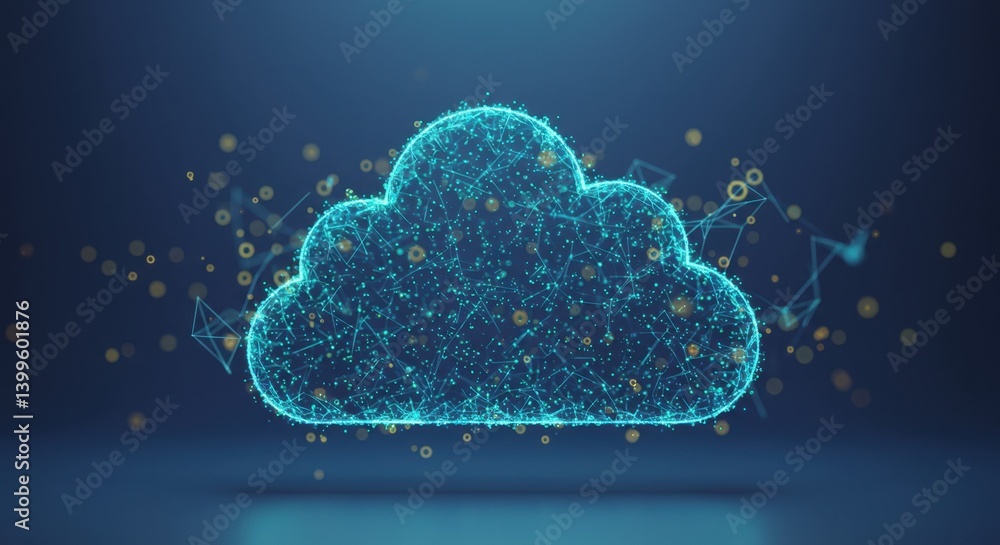 Poster abstract cloud computing network digital data storage visualization concept