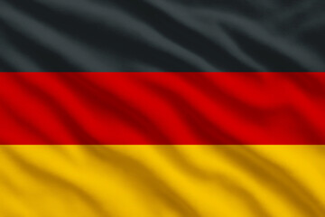 Obraz premium Waving flag of Germany, German flag blowing in the wind, full frame smooth folds