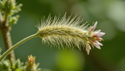 Fototapeta premium Macro photo capturing the extreme hyperzoom detail of a delicate wildflower swaying in the wind.