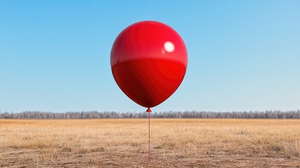 90. A conceptual photography piece featuring a single red balloon in an empty field