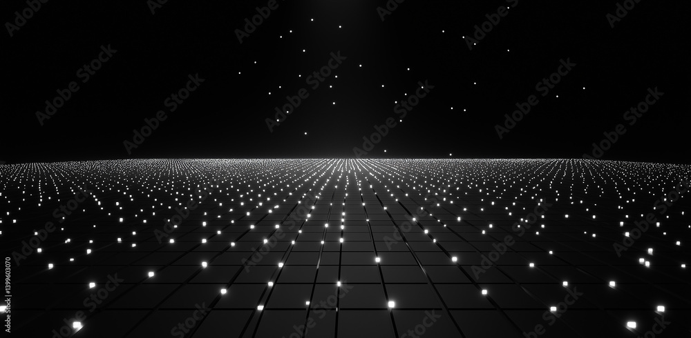 Poster abstract background with lights，a dot matrix pattern on a black background, forming a futuristic tec