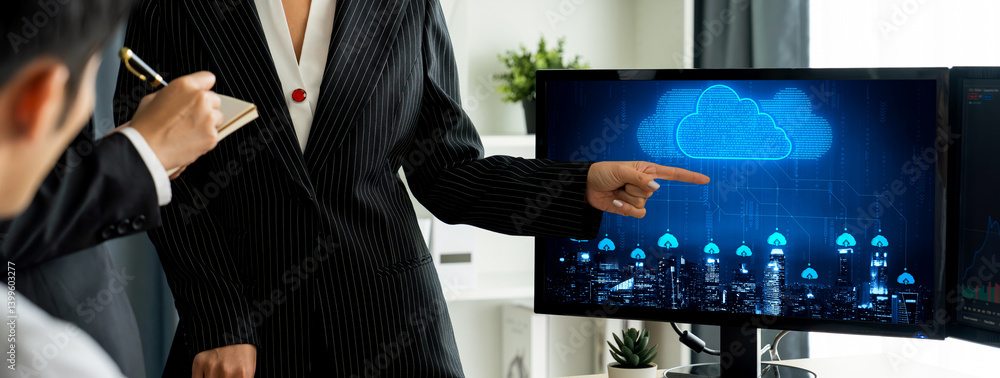 Poster cloud computing software for brisk remote work and personal data storage