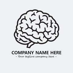 Brain illustration black and white for logo company vector image