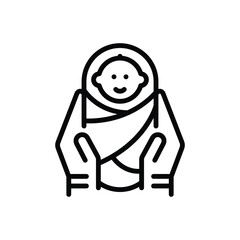 Black line icon for child birth