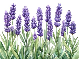 Naklejka premium Lavender Watercolor Illustration