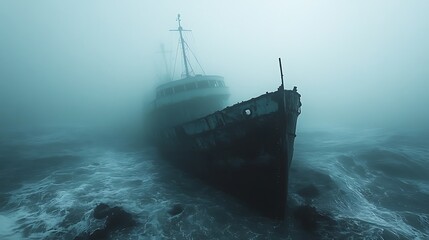 Obraz premium Unknown Waters Await Mysterious Ship Entering Depths Secrets Hidden Below Photo