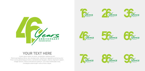 Anniversary logo set vector design, green color for celebration event