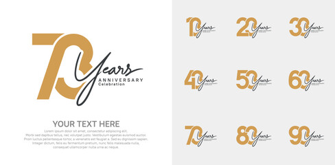 Anniversary logo set vector design, brown and black color for celebration event