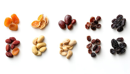 Obraz premium Mix of different dried fruits isolated on white