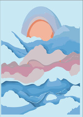 Sky sunrise background, pastel color paper cut vector illustration 