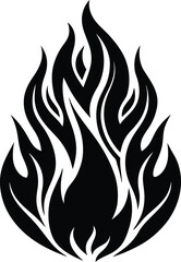 Fire Icon Silhouette Vector | Bold Flame Symbol for Creative Design Use