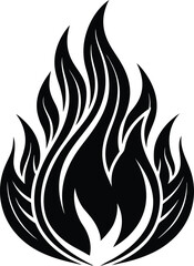 Fire Icon Silhouette Vector | Bold Flame Symbol for Creative Design Use