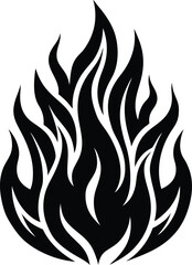 Fire Icon Silhouette Vector | Bold Flame Symbol for Creative Design Use