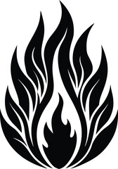 Fire Icon Silhouette Vector | Bold Flame Symbol for Creative Design Use