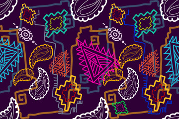 Ikat seamless pattern, geometric design, motif ethnic handmade, Ikat ethnic tribal, boho colors seamless wallpaper. Ethnic Ikat abstract background art, doodle pattern, printing products