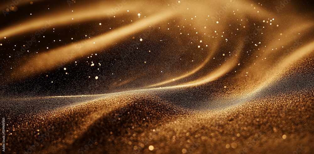 Aufkleber golden wavy lines with a fine grain texture, forming an elegant abstract pattern.