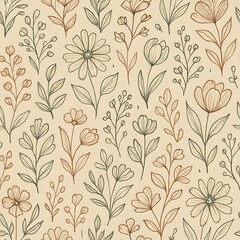 floral line art pattern
