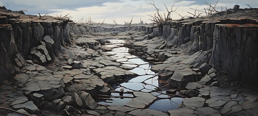 Monsters emerge from cracks in the ground, ai generative