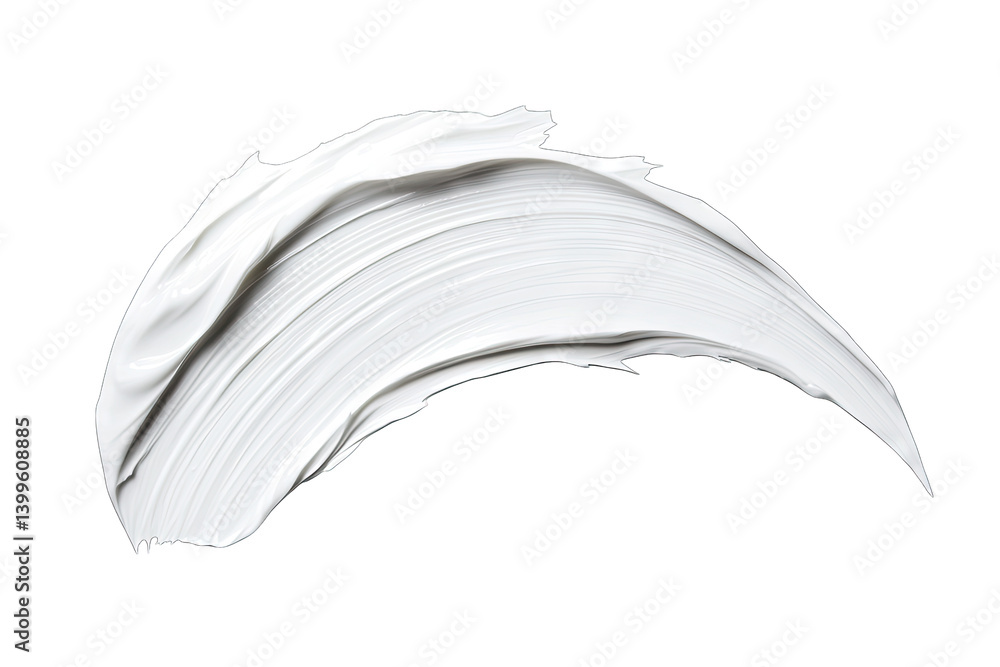 Poster a smooth curved stroke of white paint on a clean background showcasing texture and movement ideal fo