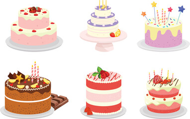 Birthday cake illustration bundle file