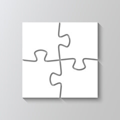 Jigsaw puzzle with 4 pieces. Puzzle square business presentation infographic. Square info graphic of process diagram. Business presentation for infographics. Vector illustration