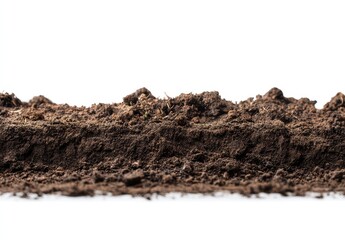 Close-up of rich soil against a white background.