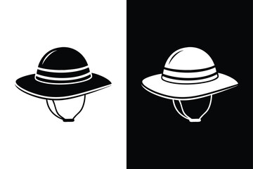 Stylish Sun Hat Vector Icon. Outdoor Adventure Glyph in Silhouette Form