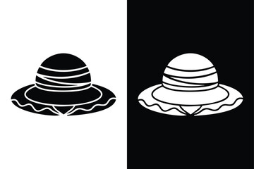 Sunhat Glyph Icon Vector. Stylish Black and White Silhouette Design