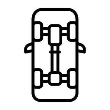 AWD drivetrain outline icon. drivetrain black line illustration.