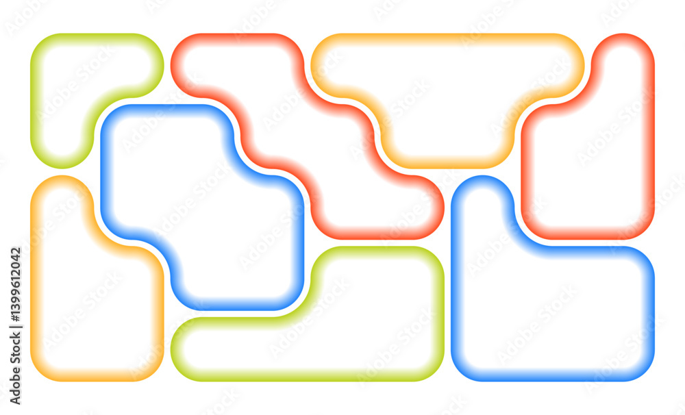 Poster abstract background with colorful blob shapes. blurry frames of funky geometric figures composition.