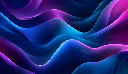 Obraz premium Abstract fluid blue and purple shapes in the form of waves on a dark background