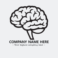 Brain illustration black and white for logo company vector image
