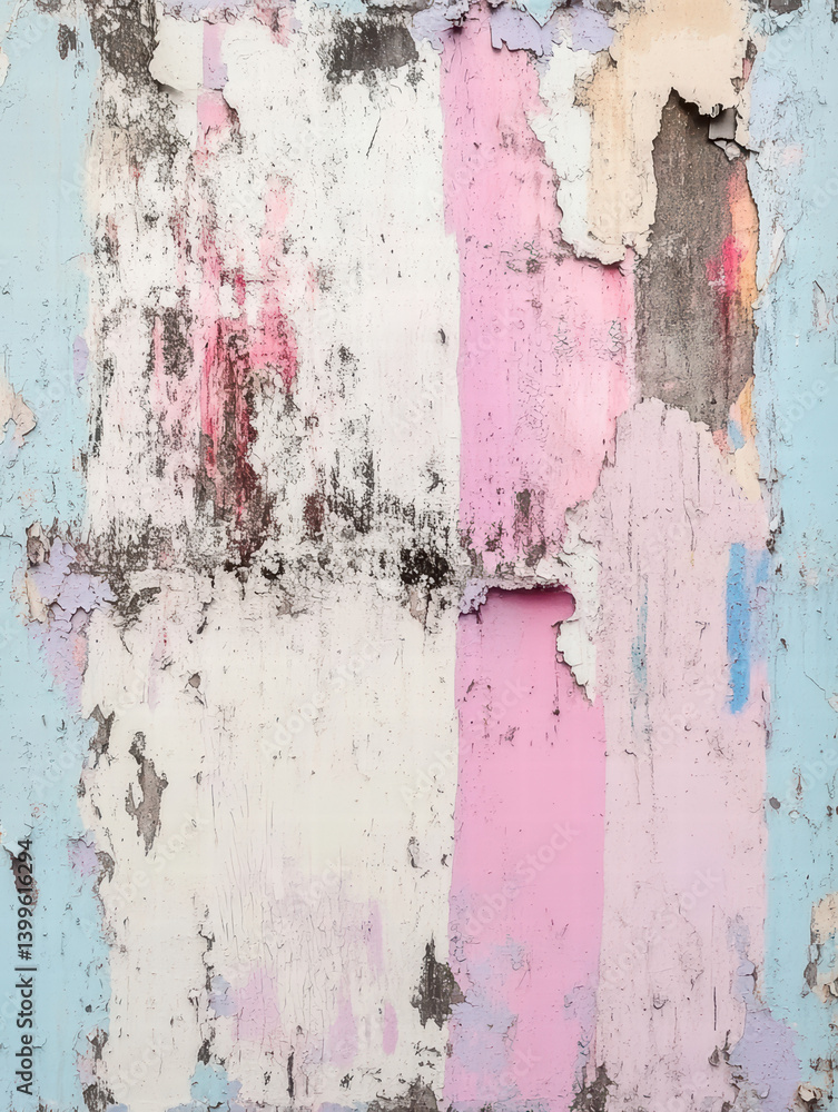 Poster abstract painted wall: the image features a close-up of a distressed painted wall, showcasing layers