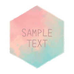 水彩絵の具で描いたような五角形と六角形のシンプルなベクターフレーム素材、油彩風、アナログ風