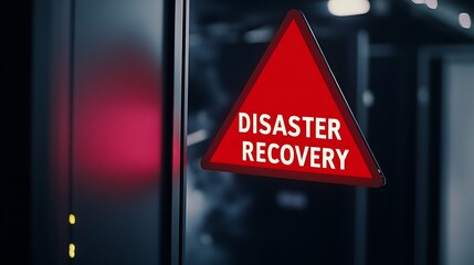 Server room disaster recovery warning sign