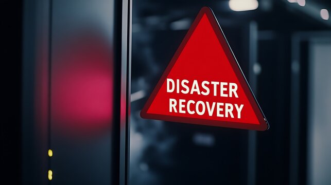 Server room disaster recovery warning sign