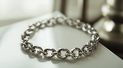 Obraz premium Silver chain bracelet with a silver clasp