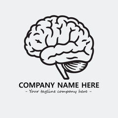 Brain illustration black and white for logo company vector image