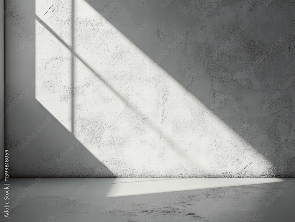 Poster sunlit shadows on the wall: a minimalist composition highlighting the play of light and shadow on a 
