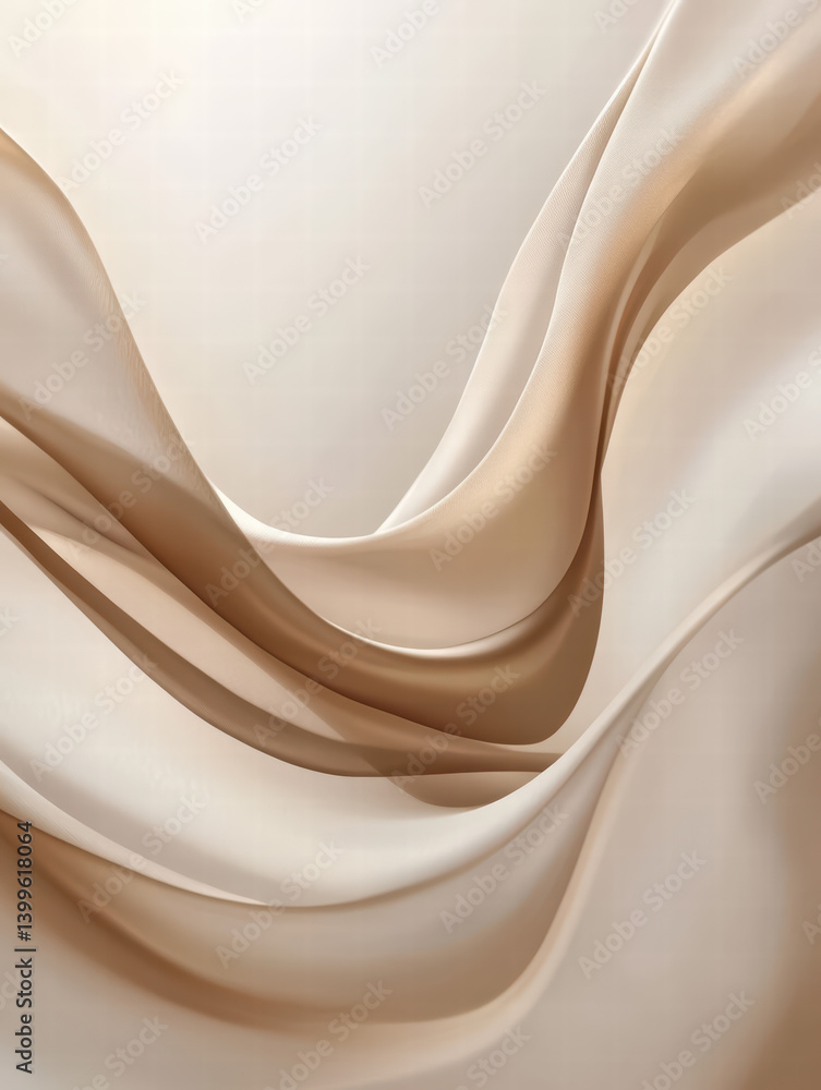 Poster fluid elegance: an abstract composition of flowing fabric, its gentle folds and curves creating a se