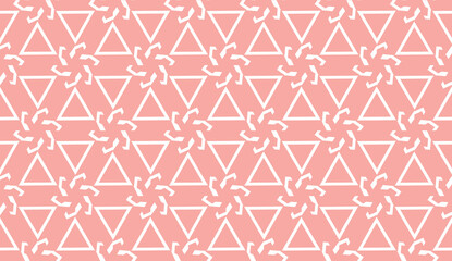 Beautiful bright illustration. New elegant background with curved line in triangular style. Vector seamless. Light pink color. Design for you business