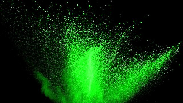 Super Slow Motion Shot of Green Color Powder