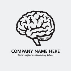 Brain illustration black and white for logo company vector image